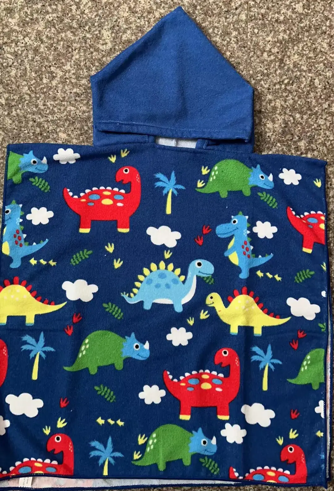 Kids Dino Bathrobe Blue Pink Green Cartoon Bath Towel