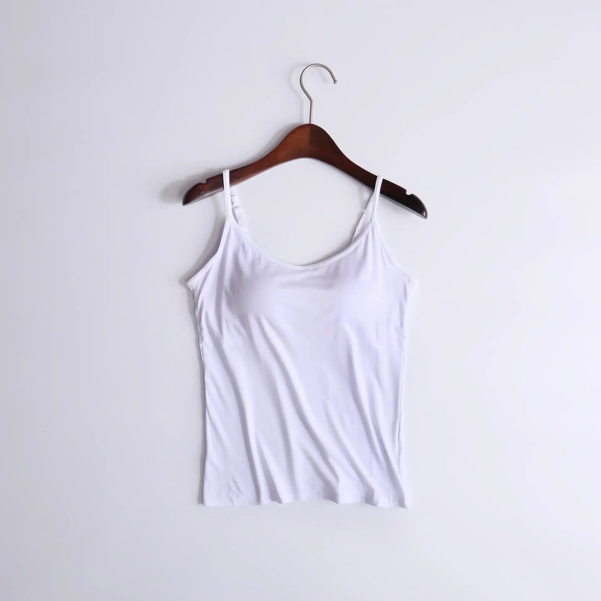 White Camisole with Breast Pads for Women