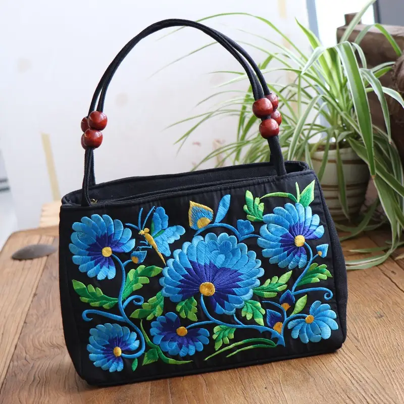 Double-Sided Embroidered Floral Handbag for Women - Image 4