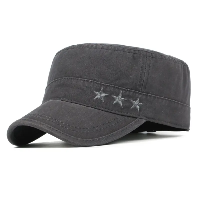 Men's Brown Star Embroidered Baseball Cap Spring Autumn Military Style - Image 3