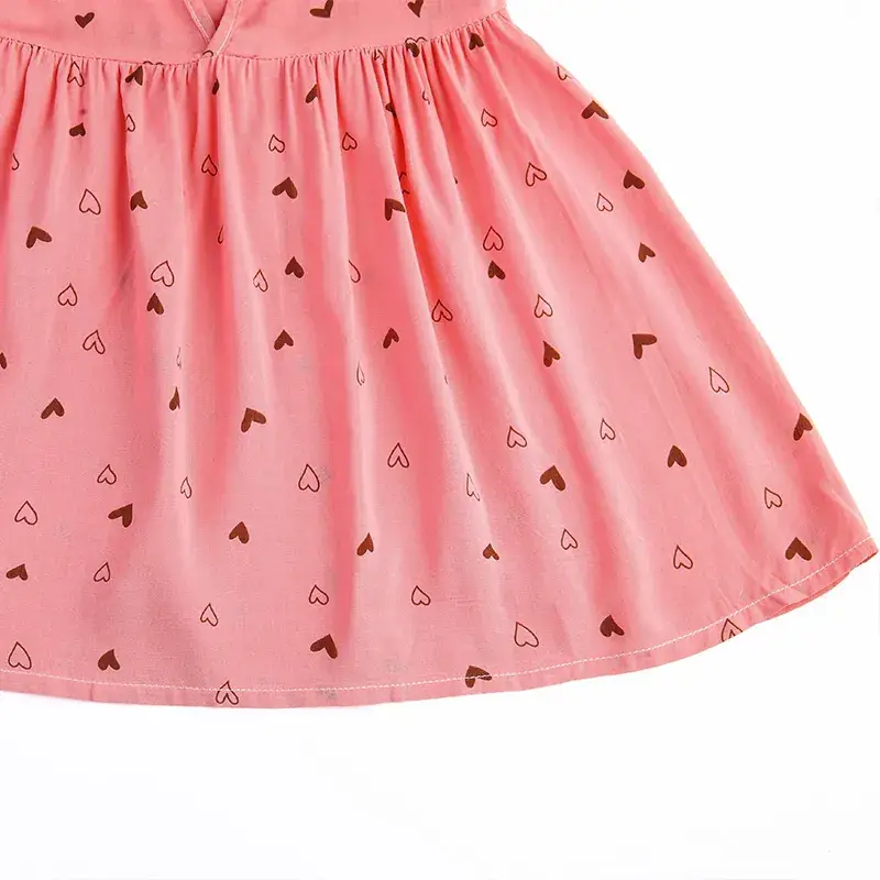2025 Summer Girls Sleeveless Pink Heart Print Skirt