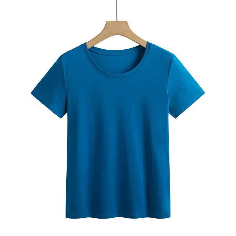 Women Mercerized Cotton V-Neck T-Shirt Green - Image 19