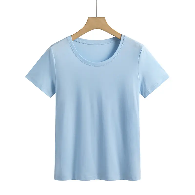 Women Mercerized Cotton V-Neck T-Shirt Green - Image 4