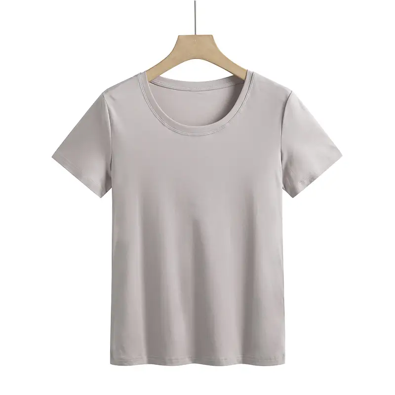 Women Mercerized Cotton V-Neck T-Shirt Green - Image 5