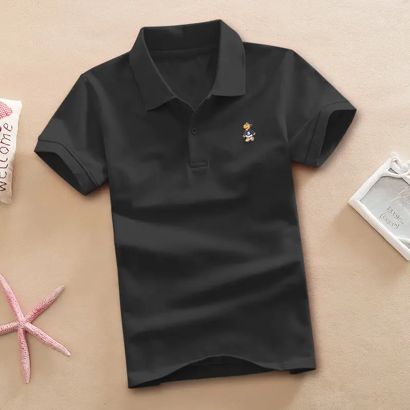 Kids Black Polo T-Shirt Cotton 1-15Yrs Summer School Uniform - Image 15