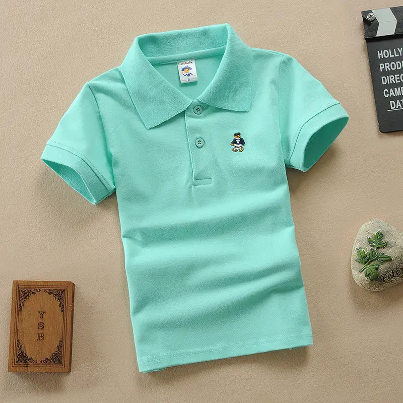Kids Black Polo T-Shirt Cotton 1-15Yrs Summer School Uniform - Image 20