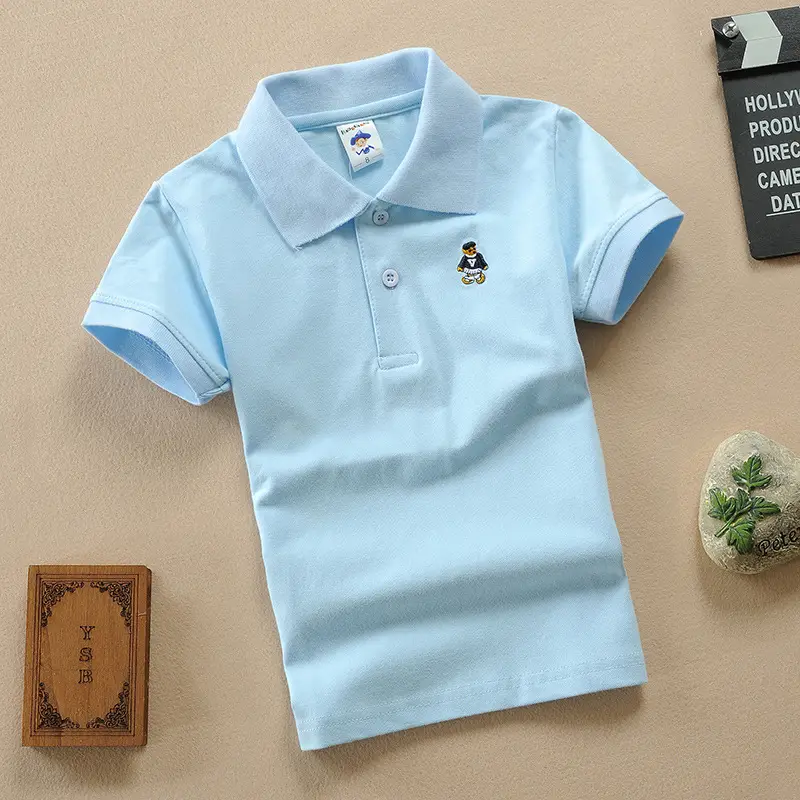 Kids Black Polo T-Shirt Cotton 1-15Yrs Summer School Uniform - Image 22