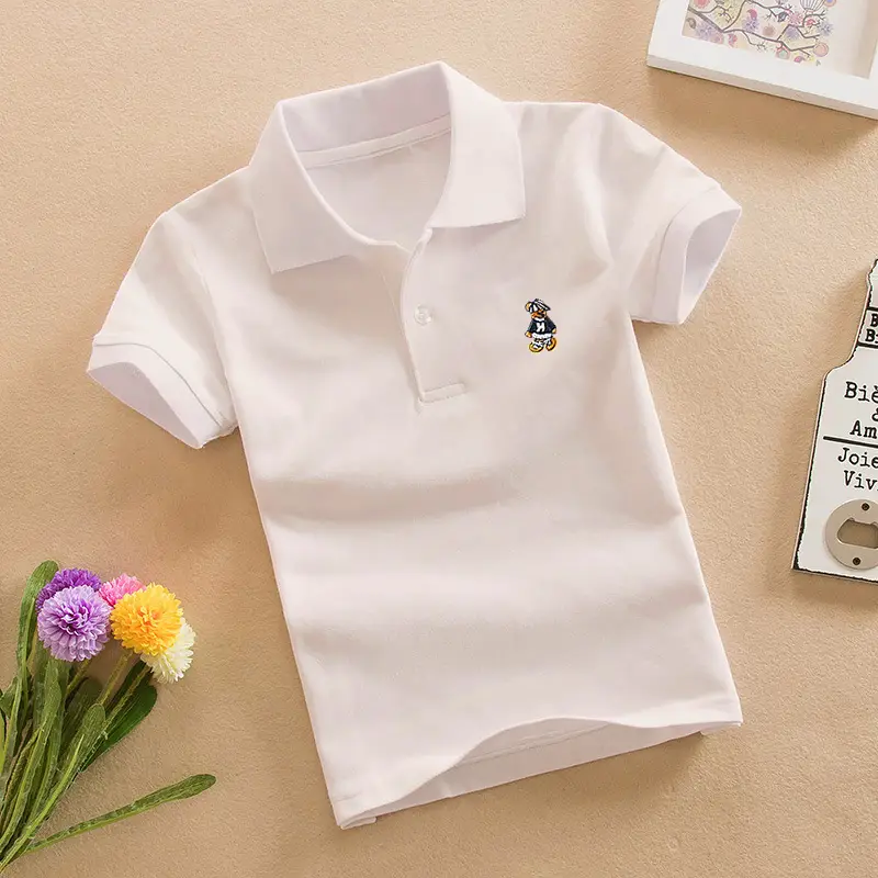 Kids Black Polo T-Shirt Cotton 1-15Yrs Summer School Uniform - Image 4