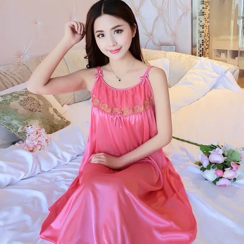 Pink Silk Nightgown for Women Large Size - Image 5