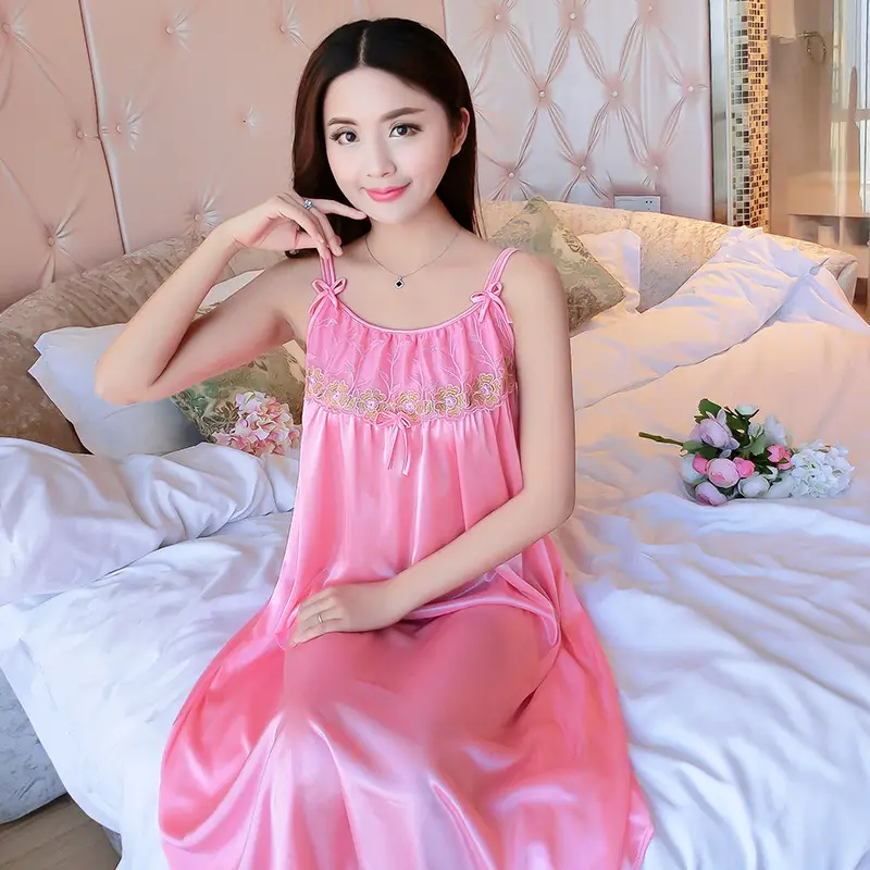 Pink Silk Nightgown for Women Large Size - Image 6