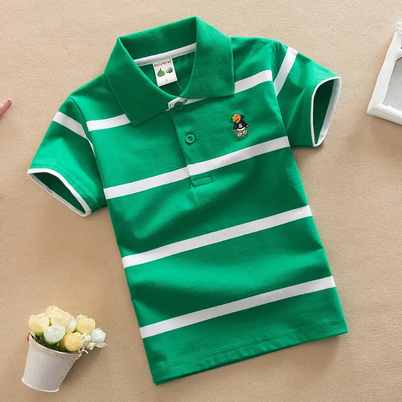 Orange Striped Boys Polo Shirt Large Medium Cotton