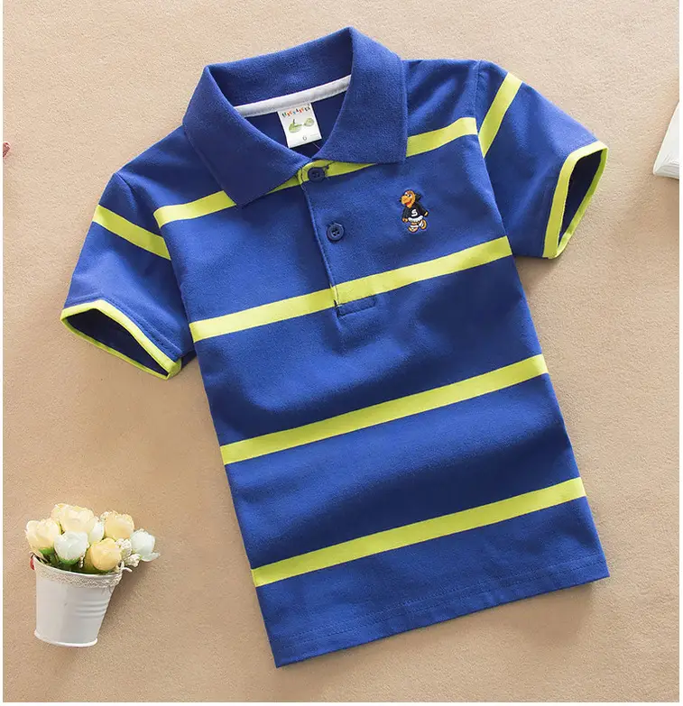 Orange Striped Boys Polo Shirt Large Medium Cotton