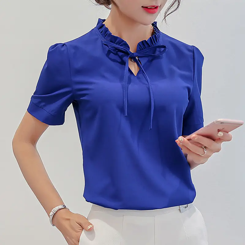 Women's Pink Chiffon Slim Fit Plus Base Shirt - Image 5