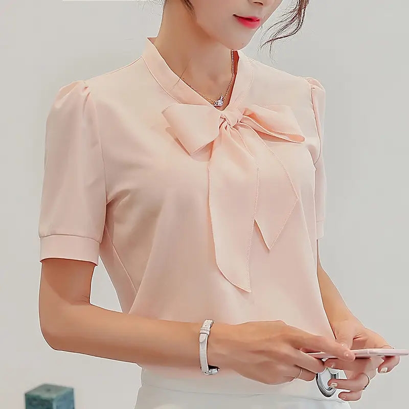 Women's Pink Chiffon Slim Fit Plus Base Shirt - Image 2