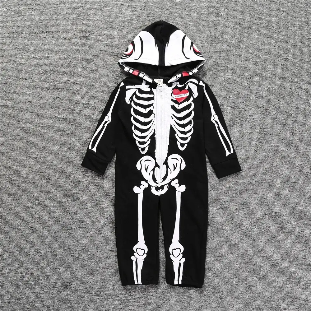 Black Skull Baby Hooded Jumpsuit for Kids - Image 4