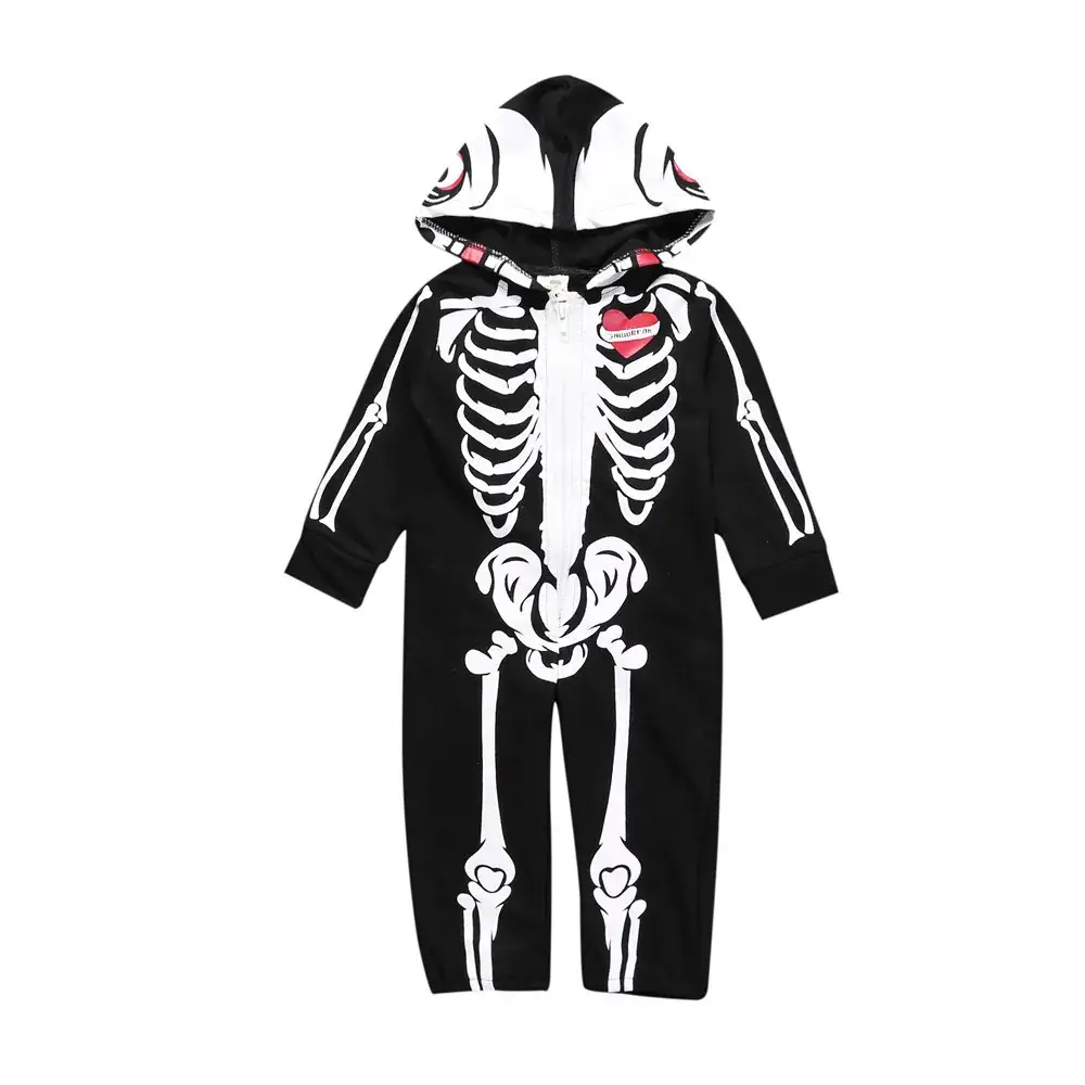 Black Skull Baby Hooded Jumpsuit for Kids - Image 6
