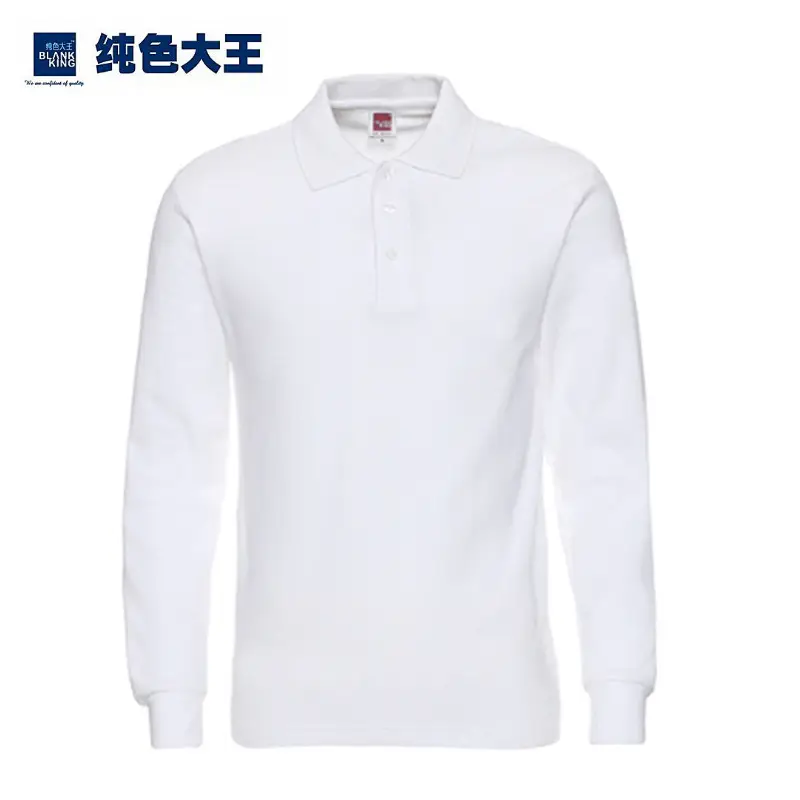 Men's Blue Long Sleeve Polo Shirt Cotton Work - Image 17
