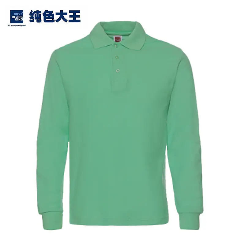 Men's Blue Long Sleeve Polo Shirt Cotton Work - Image 19