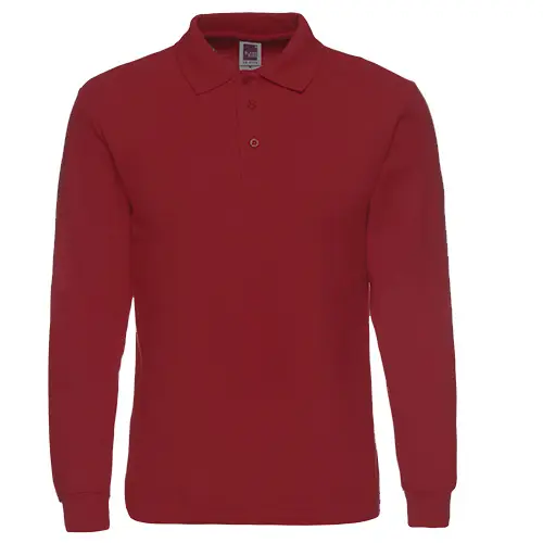Men's Blue Long Sleeve Polo Shirt Cotton Work - Image 3