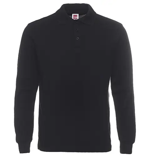 Men's Blue Long Sleeve Polo Shirt Cotton Work - Image 4