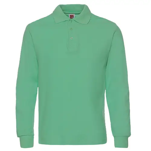 Men's Blue Long Sleeve Polo Shirt Cotton Work - Image 12