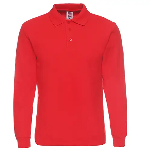 Men's Blue Long Sleeve Polo Shirt Cotton Work - Image 2