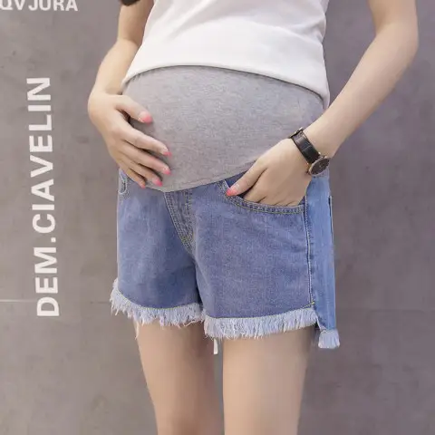 Women's Blue Denim Fringed Shorts 2023 Summer - Image 2