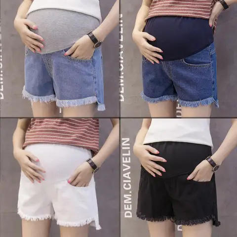 Women's Blue Denim Fringed Shorts 2023 Summer - Image 3