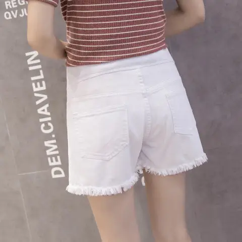Women's Blue Denim Fringed Shorts 2023 Summer - Image 4
