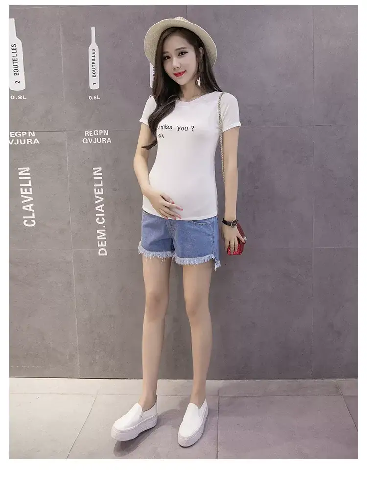 Women's Blue Denim Fringed Shorts 2023 Summer — feature 14