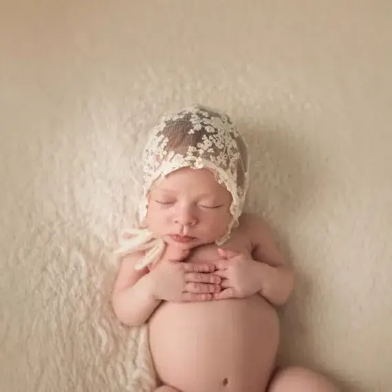 White Lace Baby Photography Hat for Newborns - Image 5