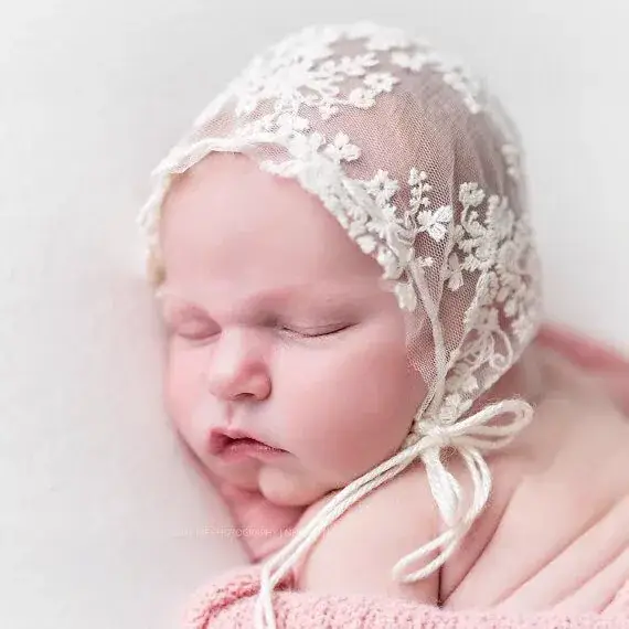White Lace Baby Photography Hat for Newborns - Image 6