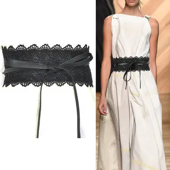 Black Lace Wide Girdle Belt for Women — feature 1