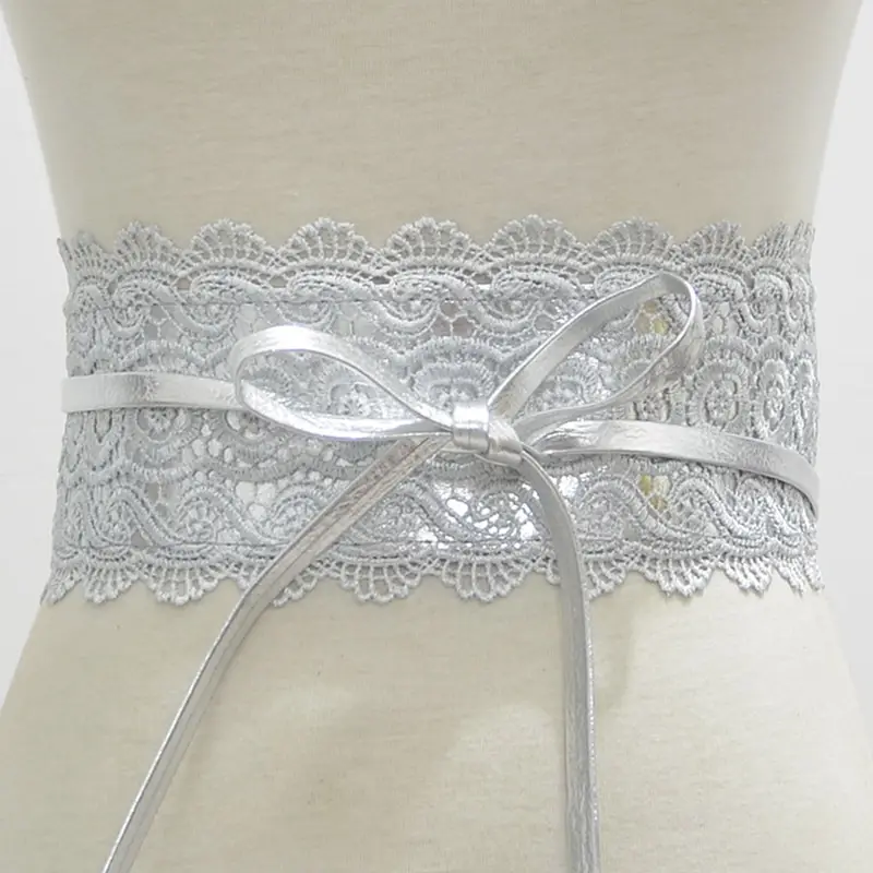 Black Lace Wide Girdle Belt for Women - Image 14