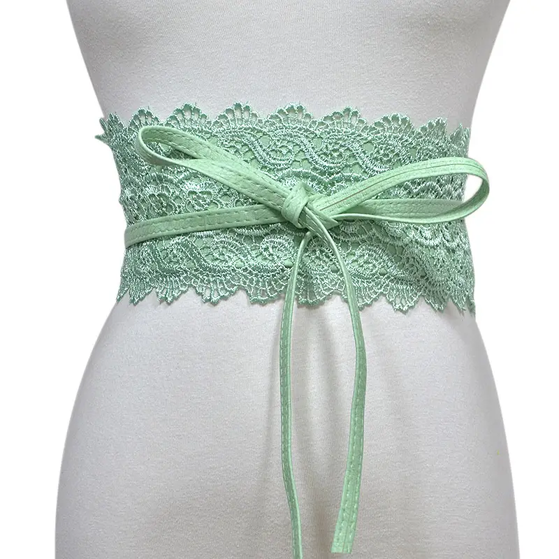 Black Lace Wide Girdle Belt for Women - Image 18