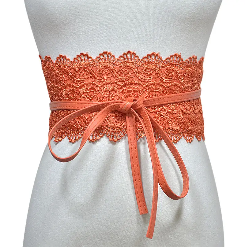 Black Lace Wide Girdle Belt for Women - Image 19