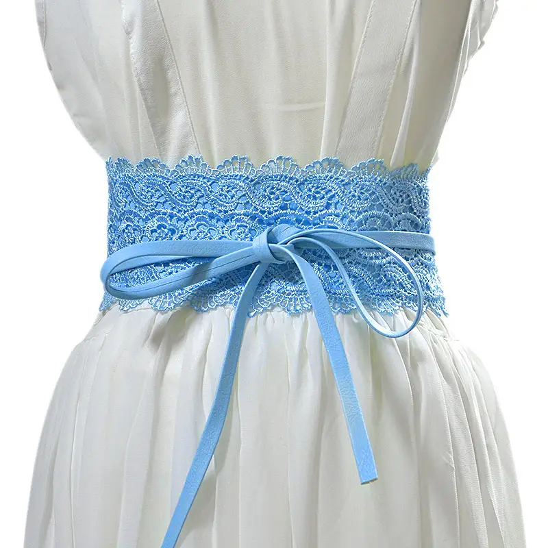 Black Lace Wide Girdle Belt for Women - Image 20
