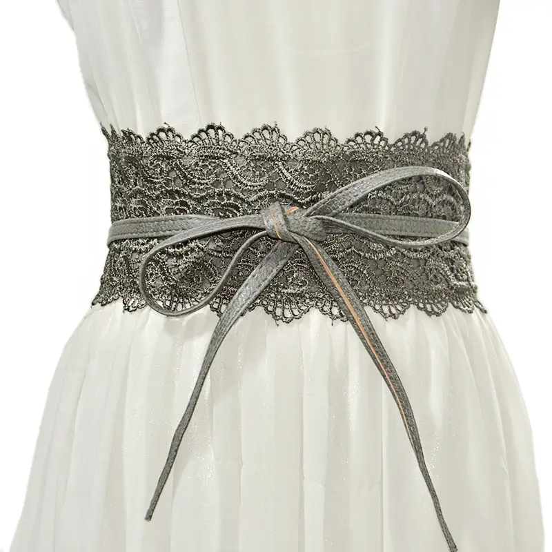 Black Lace Wide Girdle Belt for Women - Image 21