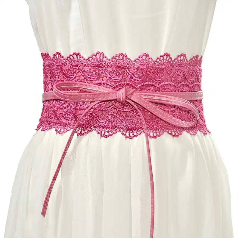 Black Lace Wide Girdle Belt for Women - Image 22