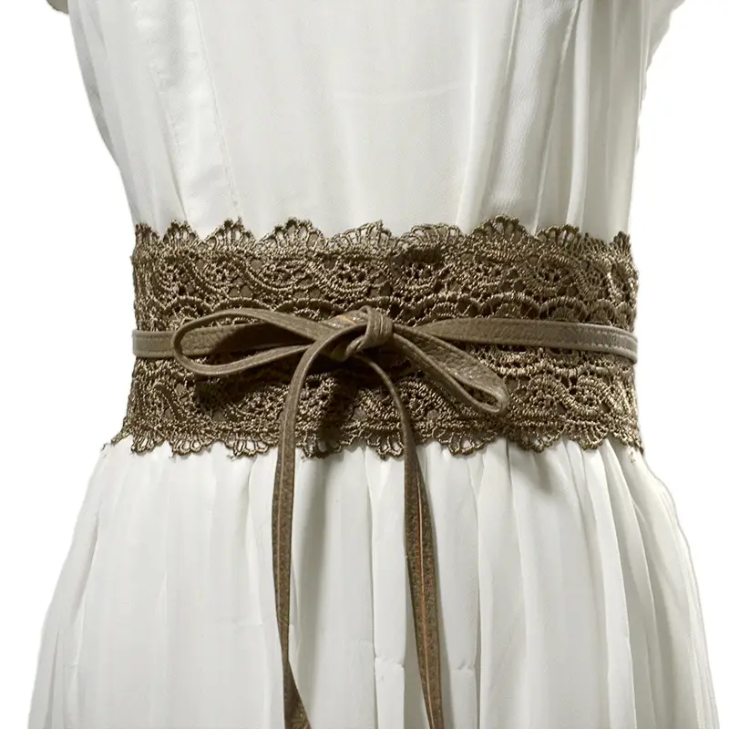 Black Lace Wide Girdle Belt for Women - Image 23