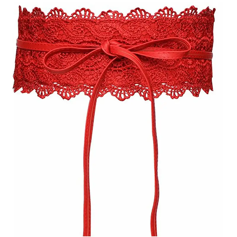 Black Lace Wide Girdle Belt for Women - Image 3