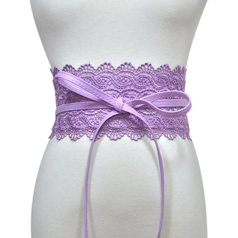 Black Lace Wide Girdle Belt for Women - Image 4