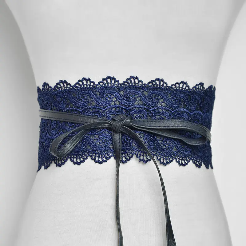 Black Lace Wide Girdle Belt for Women - Image 6