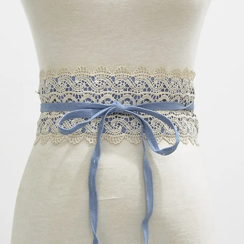 Black Lace Wide Girdle Belt for Women - Image 7