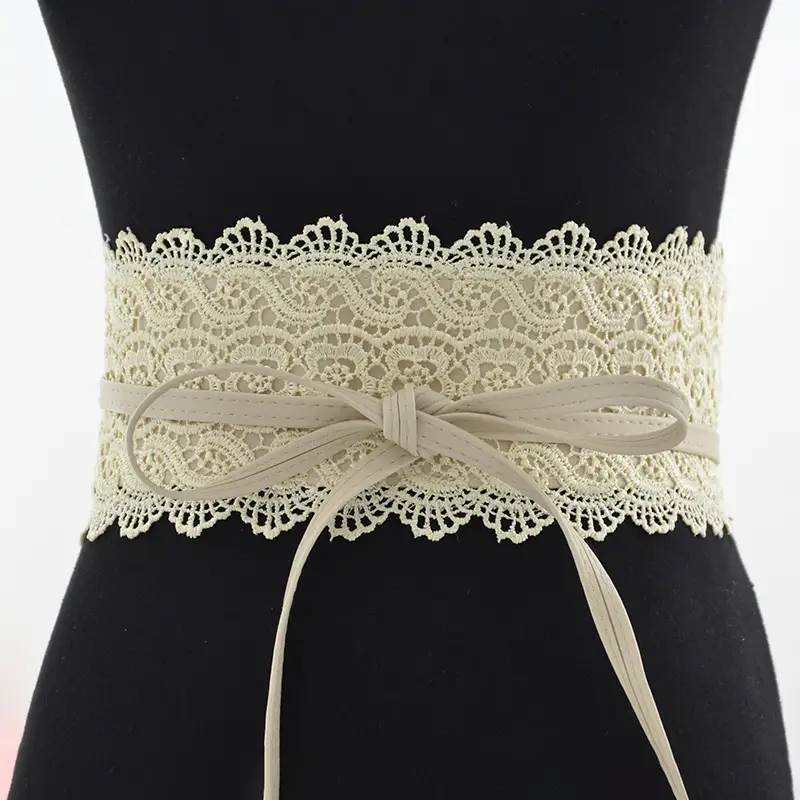 Black Lace Wide Girdle Belt for Women - Image 8