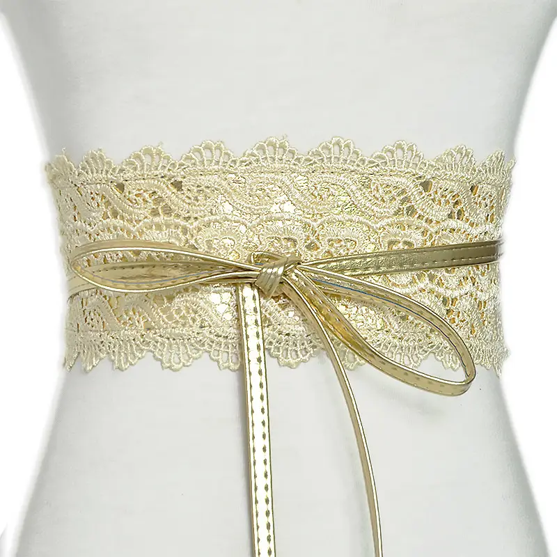 Black Lace Wide Girdle Belt for Women - Image 9