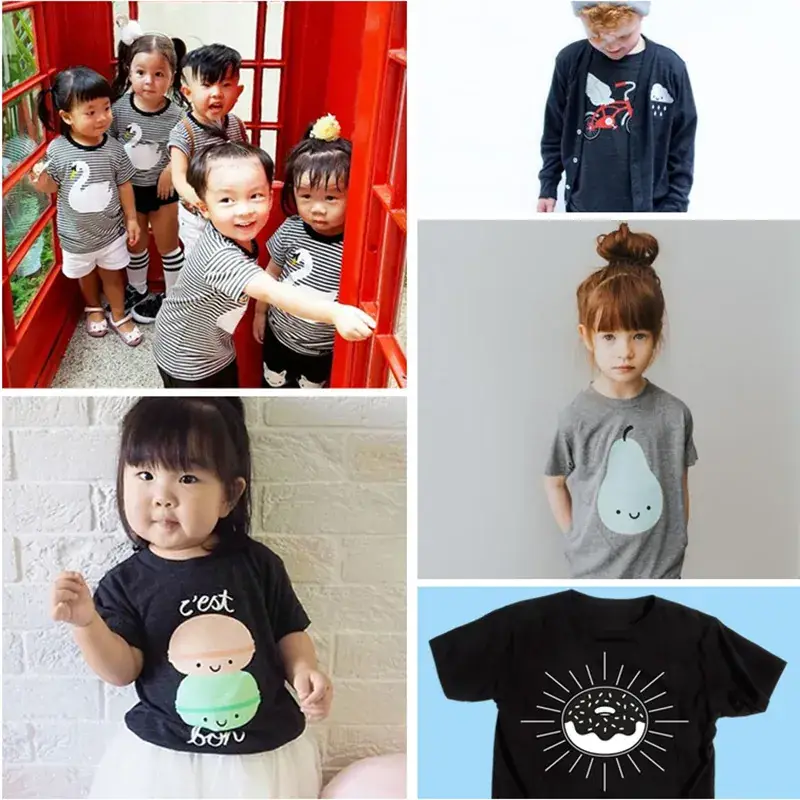 Swan Printed T-Shirt for Kids Grey Striped - Image 4
