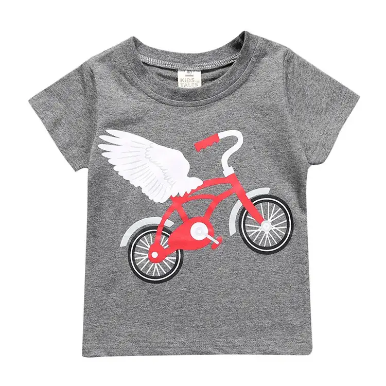 Swan Printed T-Shirt for Kids Grey Striped - Image 3