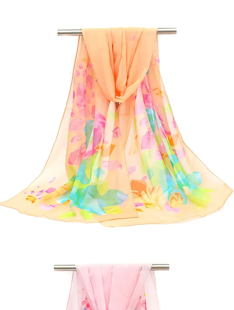2025 Spring Printed Peacock Scarf Blue Yellow — feature 15