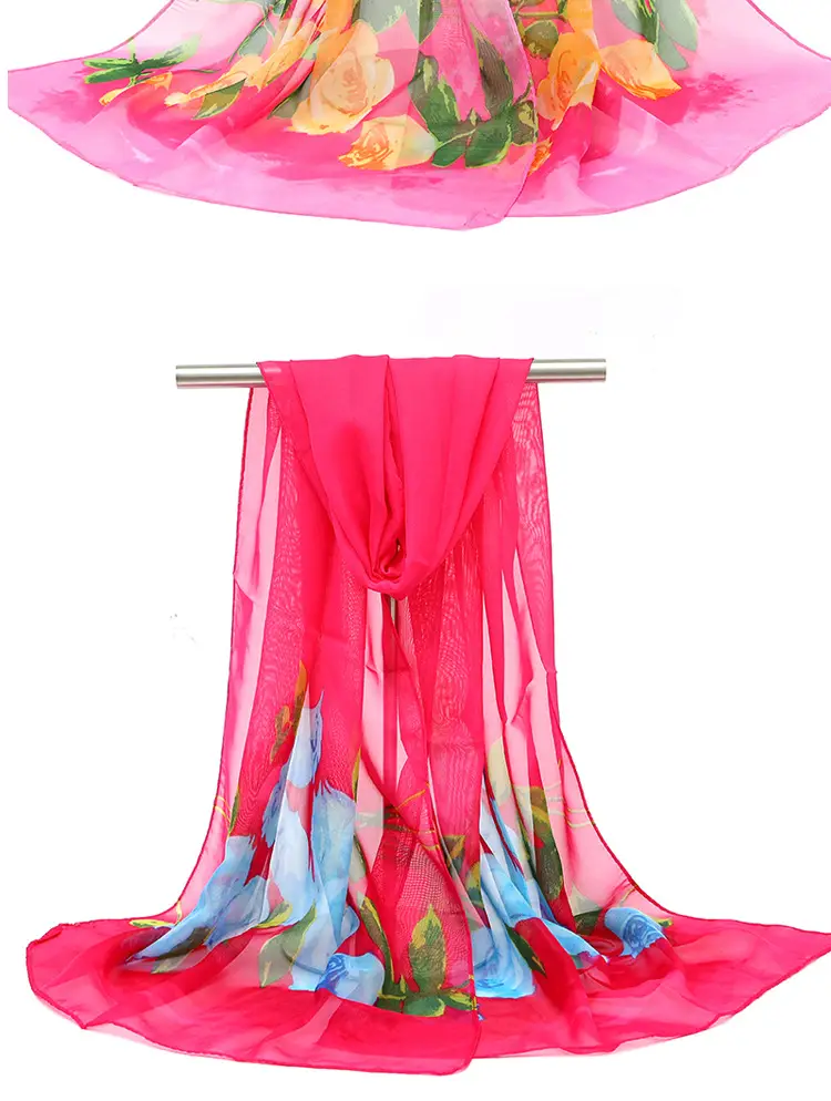 2025 Spring Printed Peacock Scarf Blue Yellow — feature 17